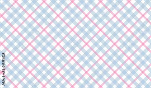 Soft pastel gingham plaid pattern in blue and pink with checkered, seamless