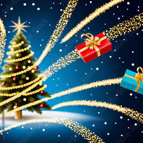 christmas tree with golden ...