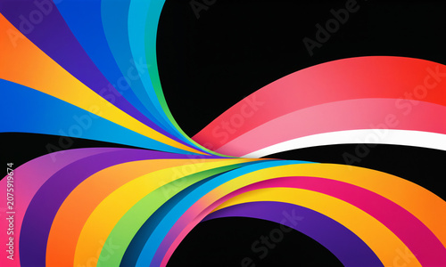 energetic rainbow wave patt...
