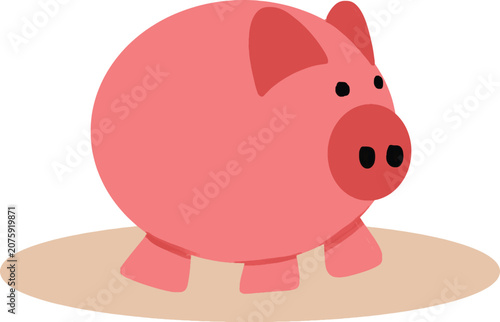 Cute Simple Pink Ceramic Piggy Bank Standing Alone As Symbol Of Personal Savings, Money Accumulation, Financial Safety, Budgeting, And Long Term Wealth Building