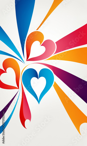 radiating colorful hearts a...