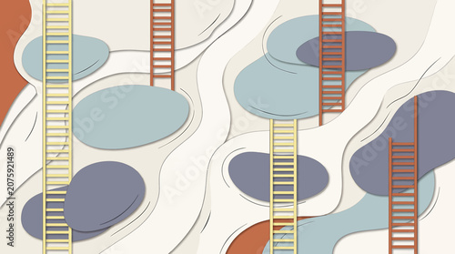 Bild auf Leinwand Abstract Vertical Ladders on Colorful Organic Background Design.
