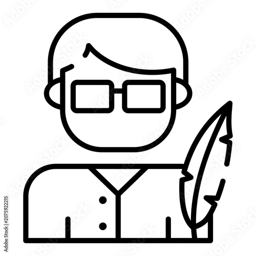 Author, writer black line icon