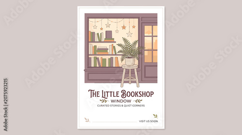 Warm and Inviting Little Bookshop Interior With Books and Plants.