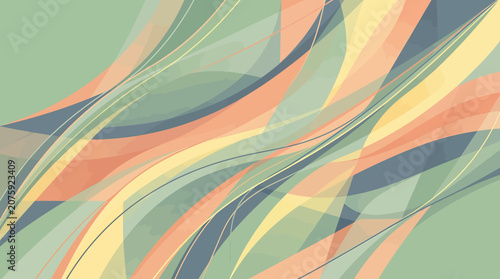 Abstract Colorful Waves Flowing on Green Background.