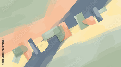Abstract Pastel Colored Geometric Shapes Forming a Pattern.