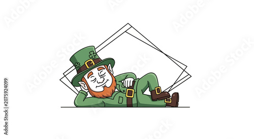 Leprechaun Resting Peacefully on St. Patrick's Day, Irish Folklore Character