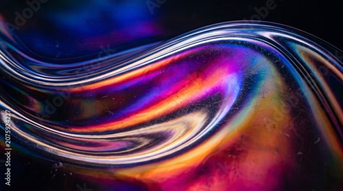 Abstract Swirling Liquid Paint Flow with Vibrant Neon Colors in Dark Background