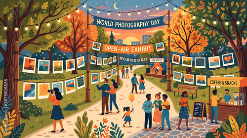 Photos Celebration of World Photography Day with Art Displays and People