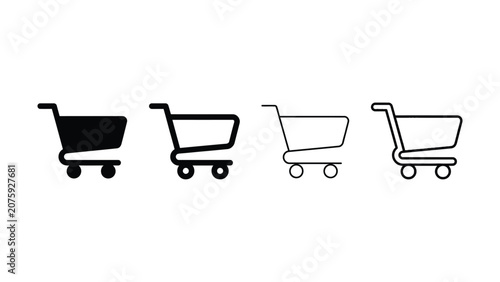 Canvas-taulu Four shopping cart icons in simple line art style design