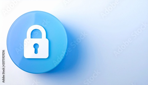 Digital safety and data privacy illustration with white lock symbol on blue