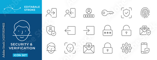 Konstfotografi Authentication Vector Icons, Security verification login password key fingerprin