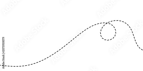 Fotografie Abstract graphic of a dynamic dotted line path featuring a prominent loop and sm