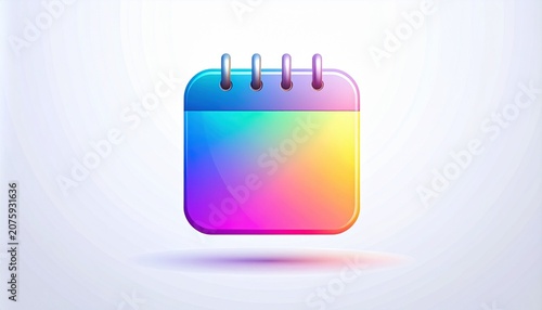 3d calendar ui element with smooth color gradient for schedule management