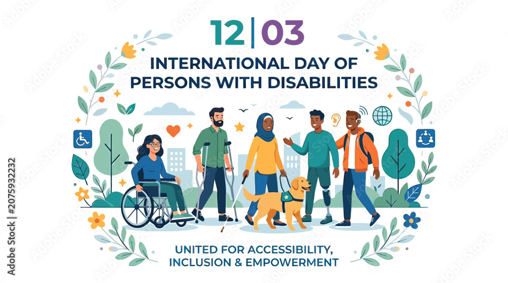 Naklejka premium People with disabilities united together.
