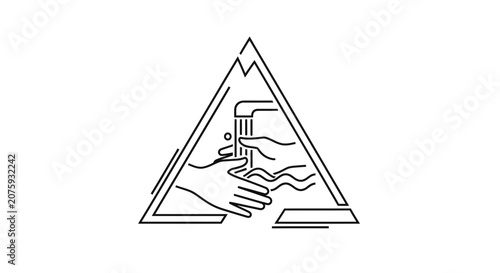 Washing Hands Icon: Hygiene, Cleanliness, and Health Symbol Inside Triangle