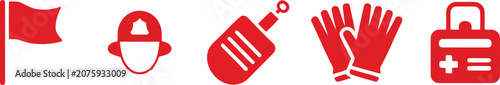 Photos Red medical and safety icon set