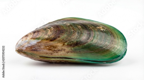 Fresh raw green mussel shell isolated