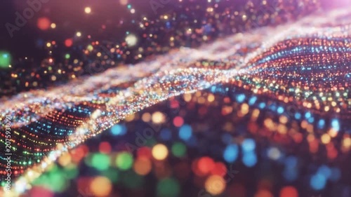 Abstract Digital Wave Motion with Glowing Multicolored Particles