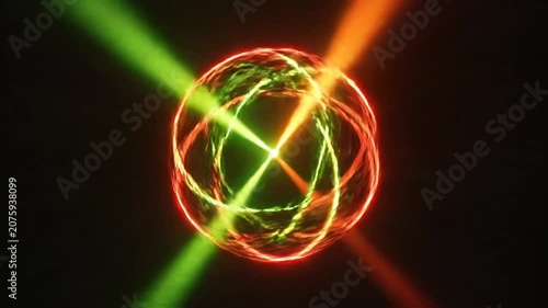 Abstract Laser Light Sculpture Rotating in Dark Space