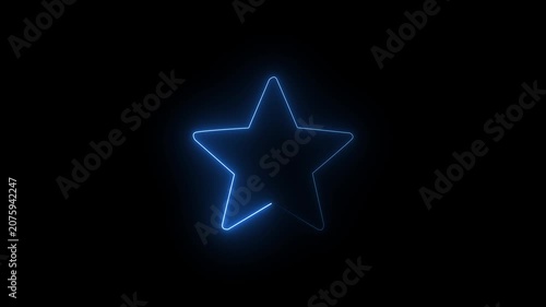 Neon Star Icon Animation with Glowing Favorite Rating Symbol, Futuristic UI Motion Graphics Loop
