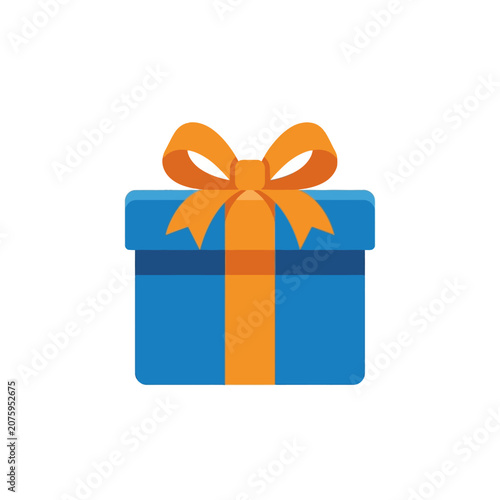 Cuadro en lienzo Blue gift box with orange ribbon.