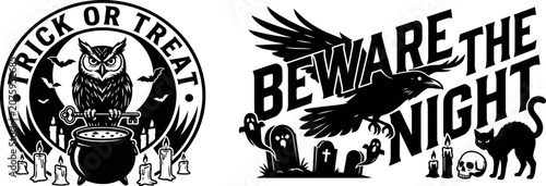 Foto Halloween day graphic illustrations with spooky themes and sayings