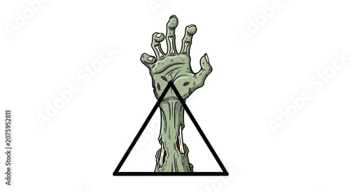 Zombie Hand Emerging from Triangle, Horror, Halloween, Spooky, Supernatural