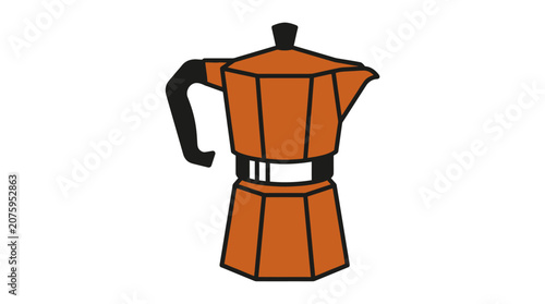 Photos A flat vector illustration of an orange moka pot coffee maker.