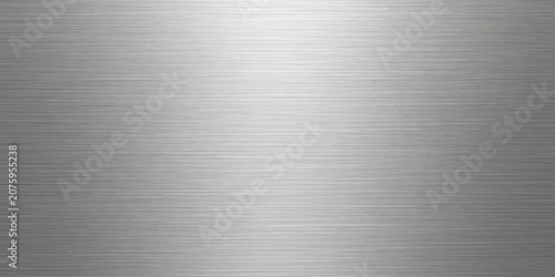 Brushed metal texture background featuring silver steel and aluminum alloy surface with industrial gray tones, shiny reflections and detailed metallic plate pattern