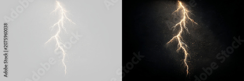 Canvastavla Transparent png of bright electric lightning bolt overlay with glowing energy st