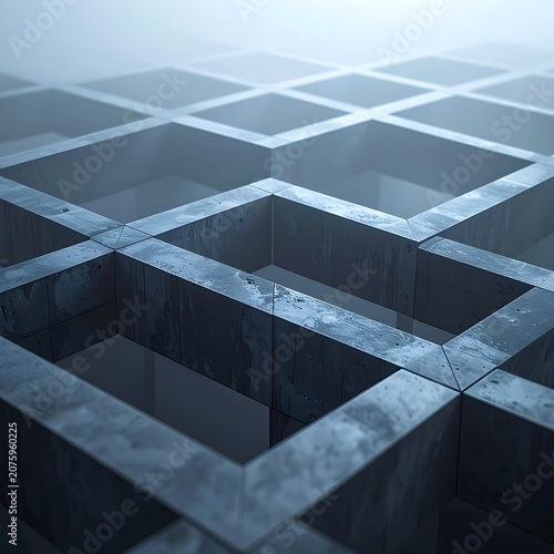 Maze Labyrinthine Structure Concrete Design.