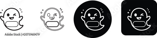Konstfotografi Cute winking ghost character icon pack with playful expression in various styles