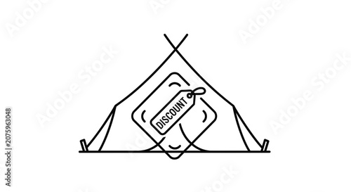 Camping Tent Discount Sale Icon Vector Illustration