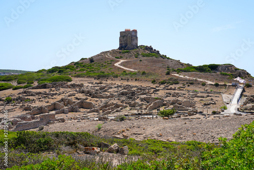 фотографія Ancient ruins of Tharros archaeological site overlooked by the San Giovanni di S