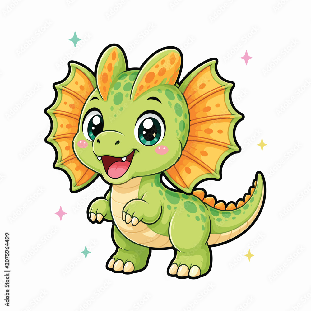 Fototapeta premium Adorable Baby Dinosaur Cartoon Character Illustration Isolated on White Background