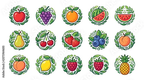 Colorful fruit slices arranged in circular patterns.