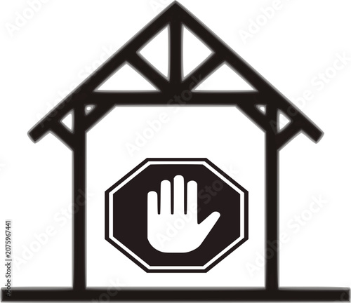 This concept symbolizes home security, safety, protection, crime prevention, domestic defense, and restricted or private property access.