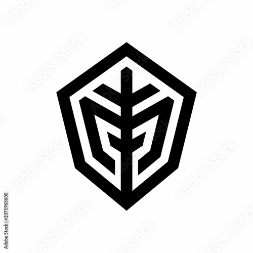 Letter m leaf nature tree logo design