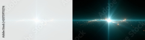 Fotografia Transparent png overlay of a bright blue star light flare effect with glowing sp