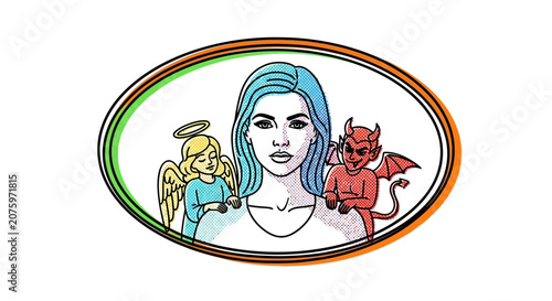Angel Devil Temptation Woman Dilemma Choice Decision Concept