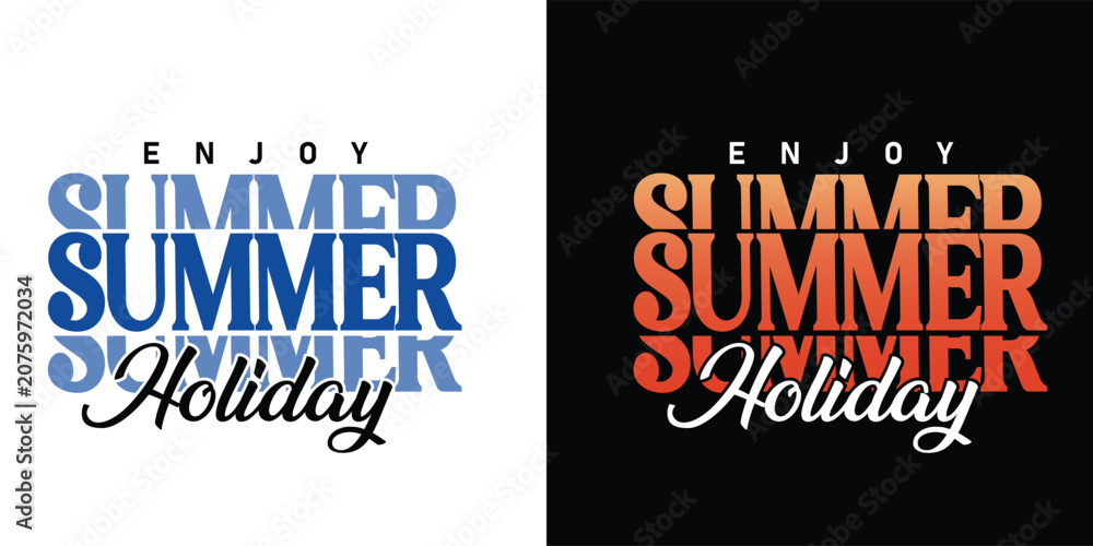 Obraz premium Summer typography text with tropical holiday fun and enjoy outdoor day vacation. 
