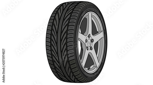 Tableau sur toile Car tire with silver alloy wheel on black background