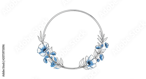 blue floral wreath illustration