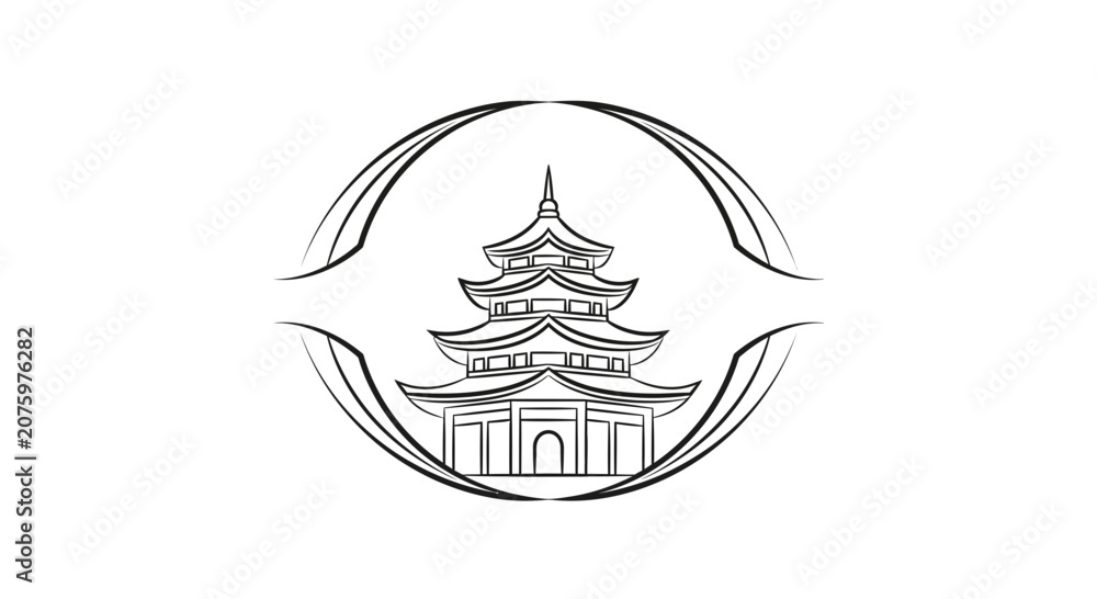 Naklejka premium asian temple, pagoda logo