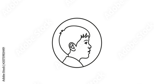 boy profile icon, simple line drawing