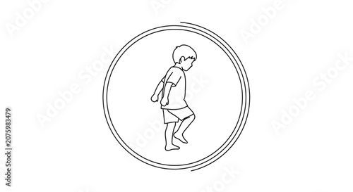 boy running in circle, kid with backpack