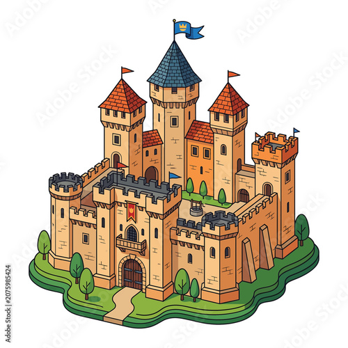 Obraz na plátně Medieval Castle Architecture Fortress Structure.