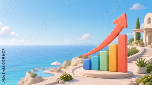 Cute 3D Up Graph At Cliffside Sea Resort