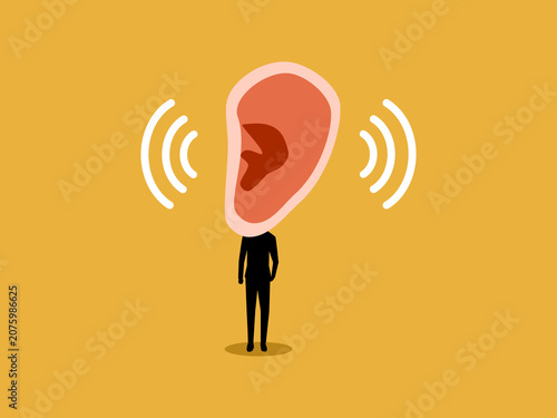 Foto Businessman use their ears to listen to information and remain mindful during co